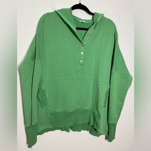 Bucket List Size Medium Bright Green Oversized Terry Cloth Hoodie Sweatshirt